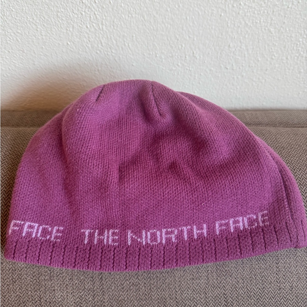 The North Face Purple Knit Beanie with Branded Hem